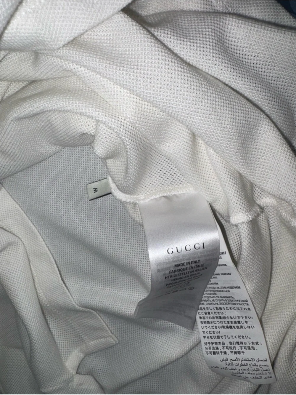 Gucci White Long-Sleeve Polo with Green & Red Shoulder Stripes